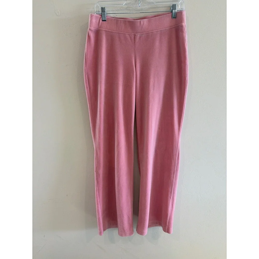 Juicy Couture Pink Velour Tracksuit Set Rhinestone Logo Hoodie Pants Womens M